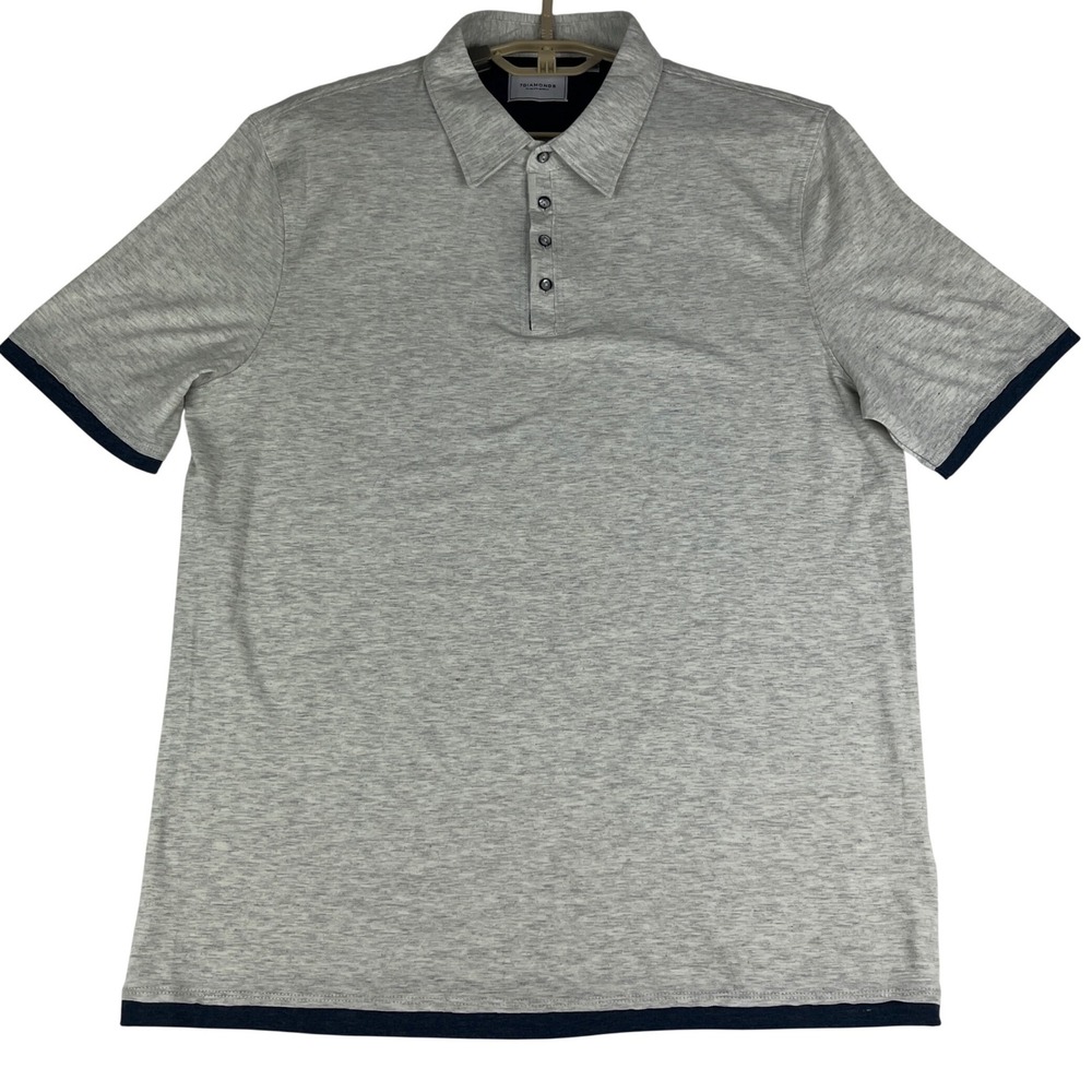 7Diamonds Polo Shirt Mens Large (L) Gray Short Sleeve Heathered SMP-1200